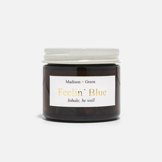 Large aromatherapy inhaler jar, dark amber glass with white lid and label