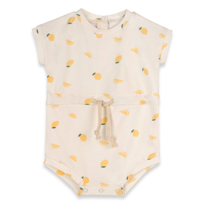 Lemon Waist Tie Short Baby Romper (Organic Jersey)
