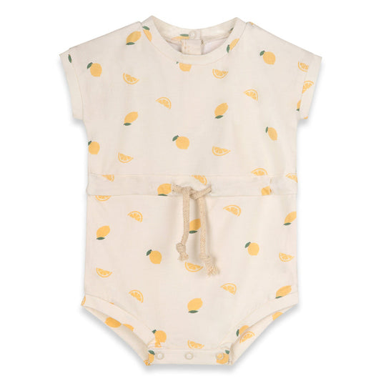 Lemon Waist Tie Short Baby Romper (Organic Jersey)