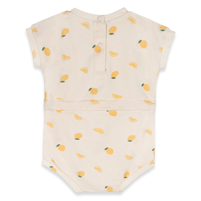 Lemon Waist Tie Short Baby Romper (Organic Jersey)