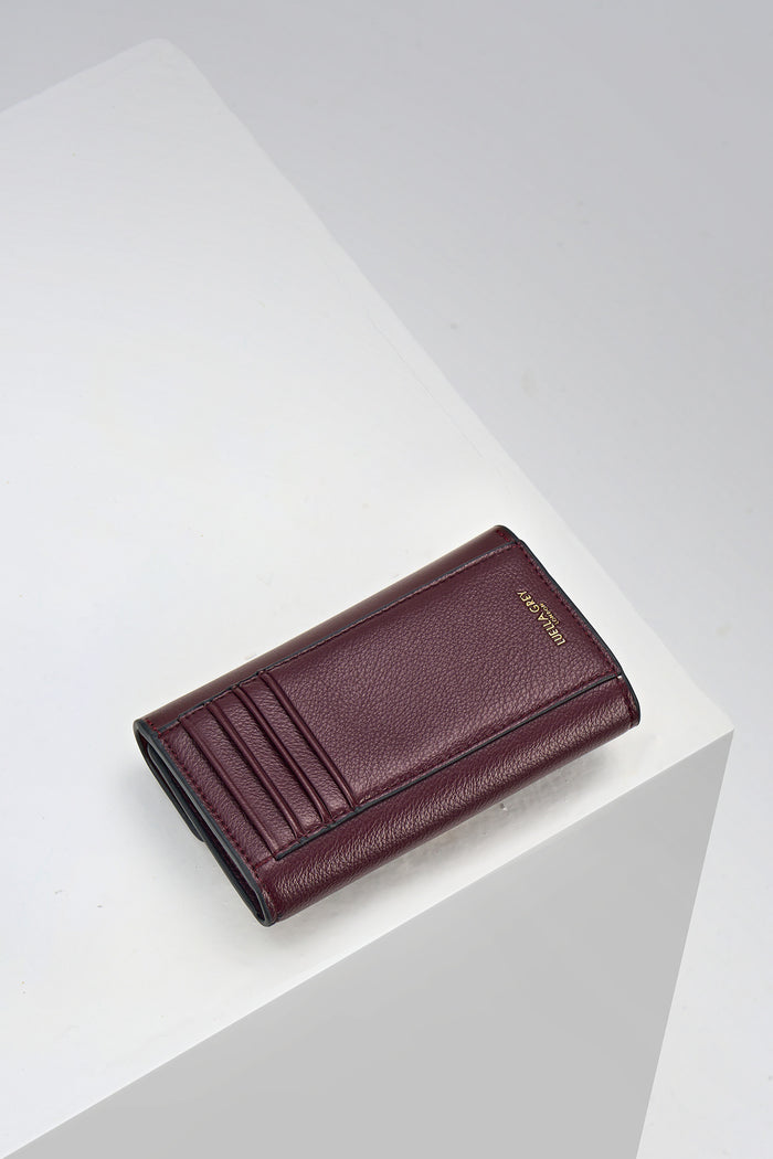 Back of Leontina Black Cherry  Medium Purse with 4 card slots