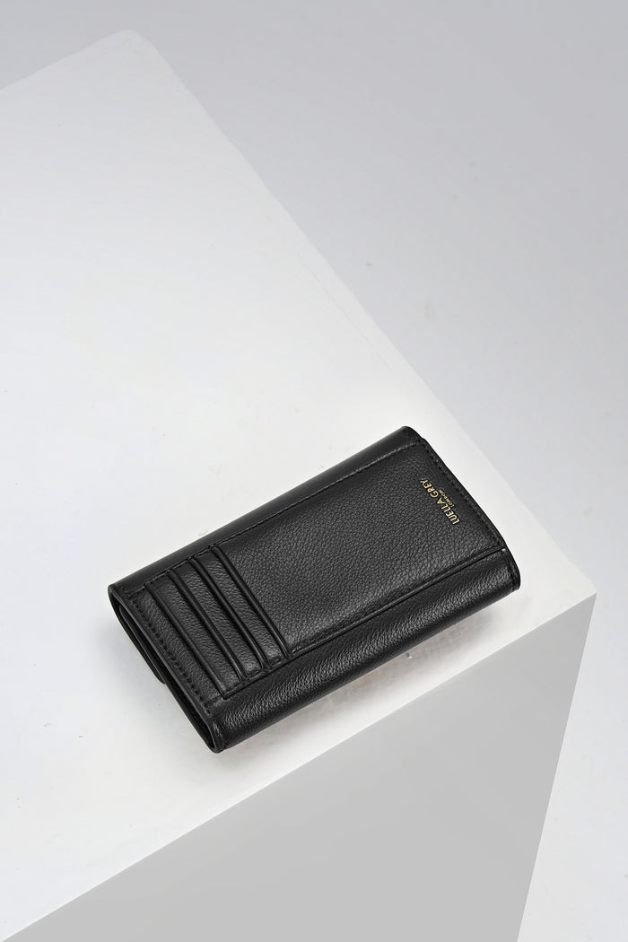 Back of Leontina Black Medium Purse with 4 card slots