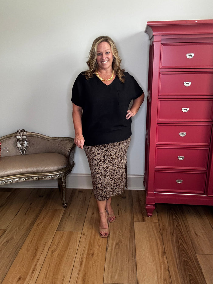 Leopard Knit Pencil Skirt