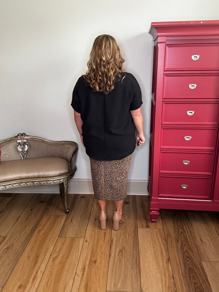 Leopard Knit Pencil Skirt
