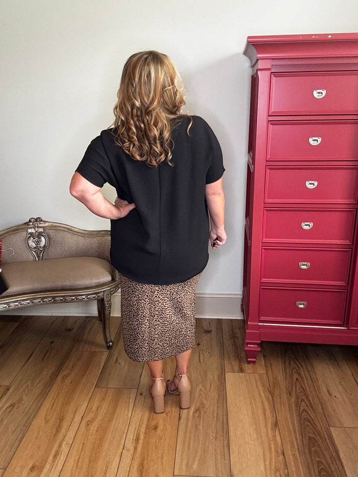 Leopard Knit Pencil Skirt