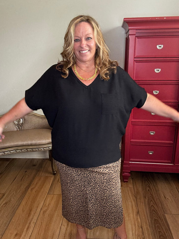 Leopard Knit Pencil Skirt