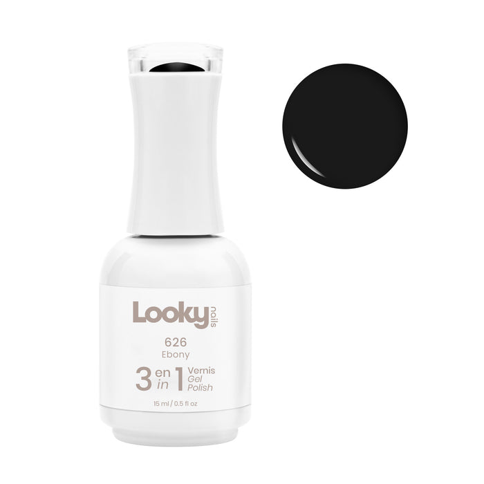 Looky Vernis Gel 3 en 1 #626 Ebony (Collection Black and White)