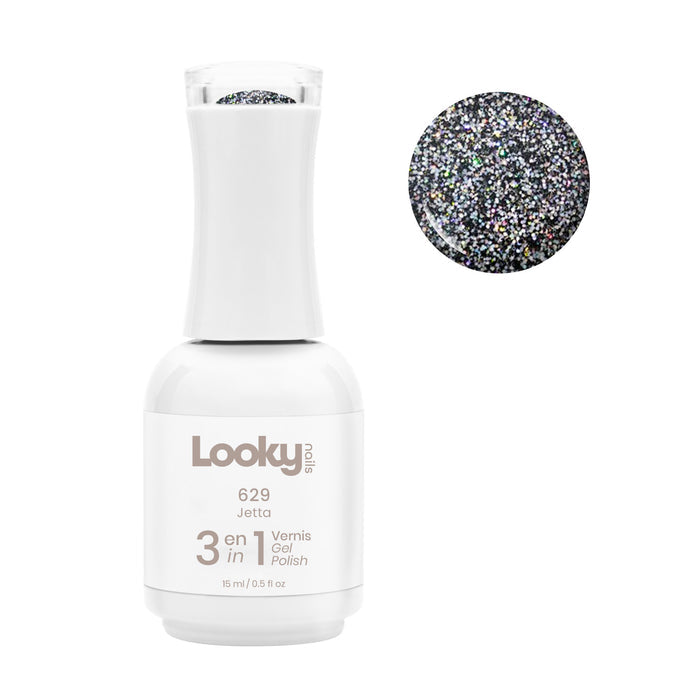 Looky Vernis Gel 3 en 1 #629 Jetta (Collection Black and White)