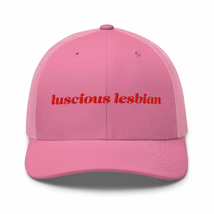 Luscious Lesbian Trucker Snapback Hat mesh trucker pink