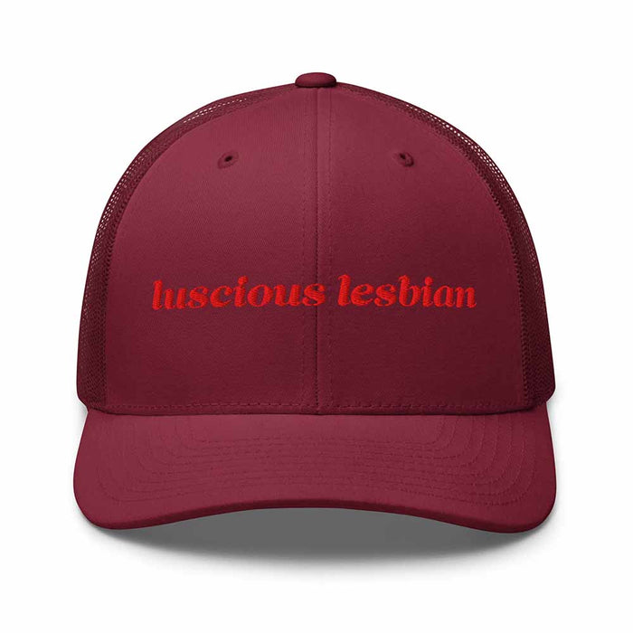 Luscious Lesbian Trucker Snapback Hat mesh trucker cranberry