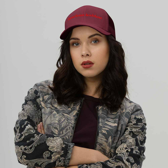 Luscious Lesbian Trucker Snapback Hat mesh trucker cranberry