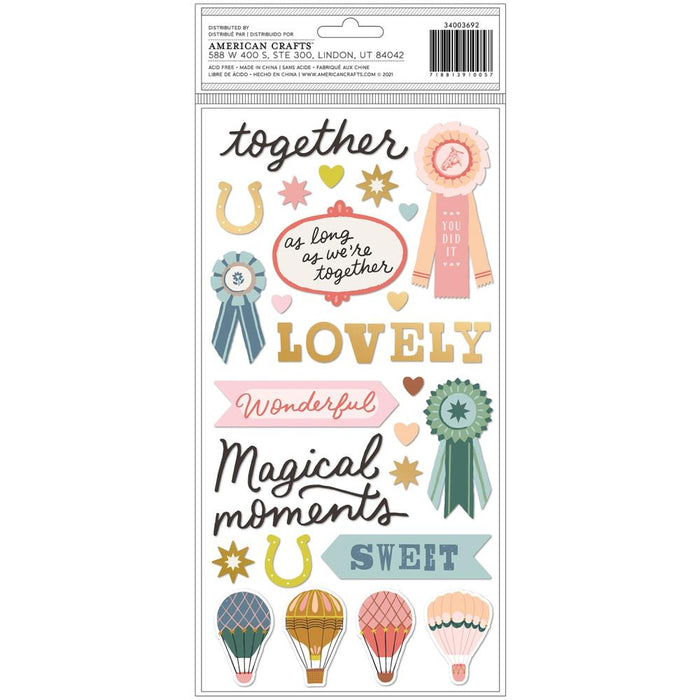 American Crafts - Maggie Holmes - Market Square - Thickers Stickers - 78/Pkg - Together Phrase/Puffy. Available at Embellish Away located in Bowmanville Ontario Canada.