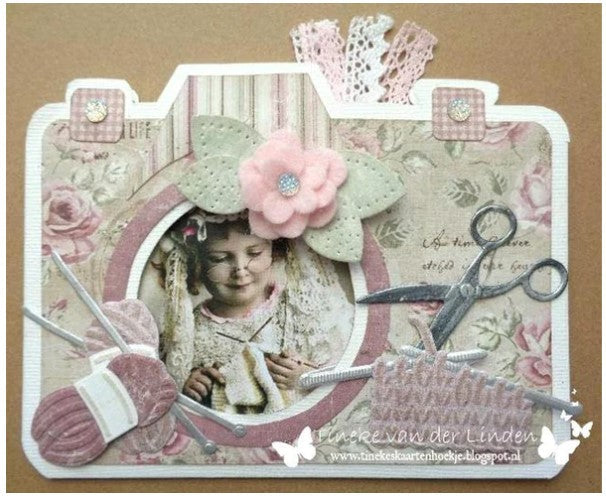 Marianne Design - Creatables Dies - Scissors. A Creatable die element for cutting and embossing. Easy and fun to use in the Cuttlebug. Perfect for creating unique and beautiful designs on scrapbook pages and cards. Approx. Size: 2". Available at Embellish Away located in Bowmanville Ontario Canada. Card example by brand ambassador.