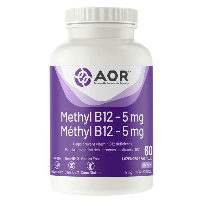 Bottle of AOR Methyl B12 5mg 60 Lozenges