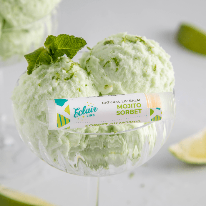 Eclair Lips Mojito Sorbet lip balm in glass