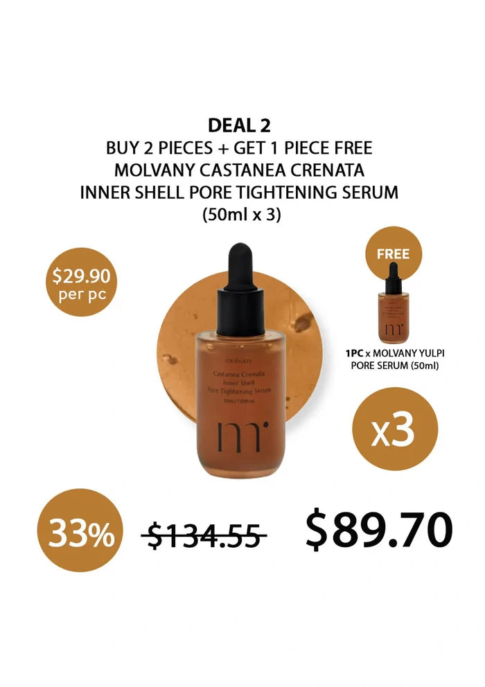 (BUY 2+1 FREE) MOLVANY CASTANEA CRENATA INNER SHELL PORE TIGHTENING SERUM