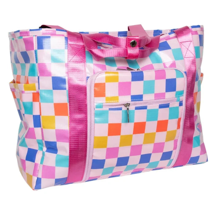 Multicolored Checkered Foldable Large Tote Bag