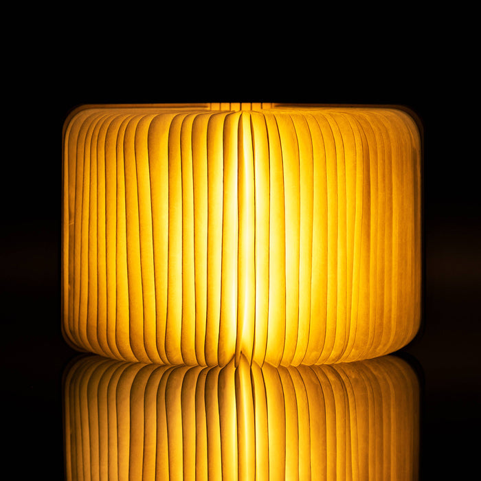 Natural wood smart book lamp by Gingko Design, showcasing a sleek, modern reading light with warm wooden finish and compact design.
