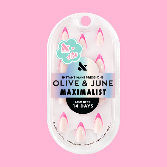 Neon Pink French - Press-On | Medium | Stiletto false nails with bright neon pink tips for easy at-home manicure