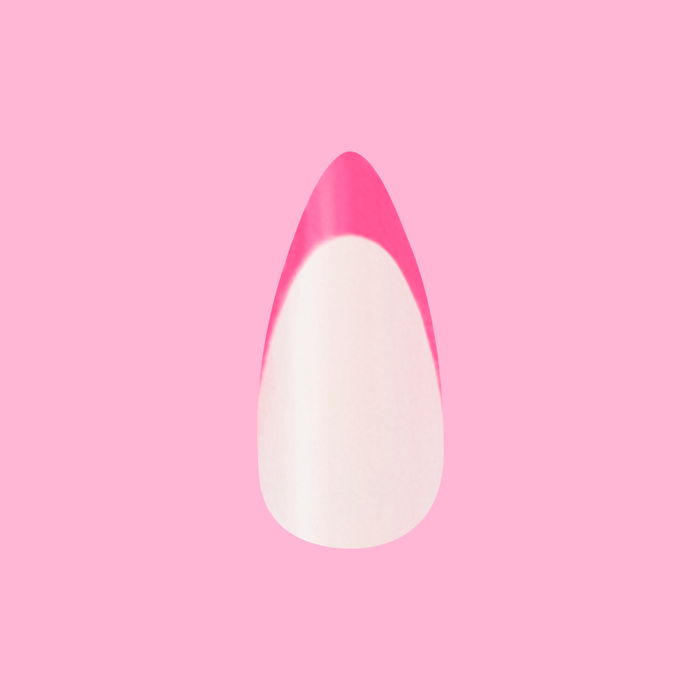 Neon Pink French - Press-On | Medium | Stiletto shaped false nail with bright neon pink tip for easy at-home mani