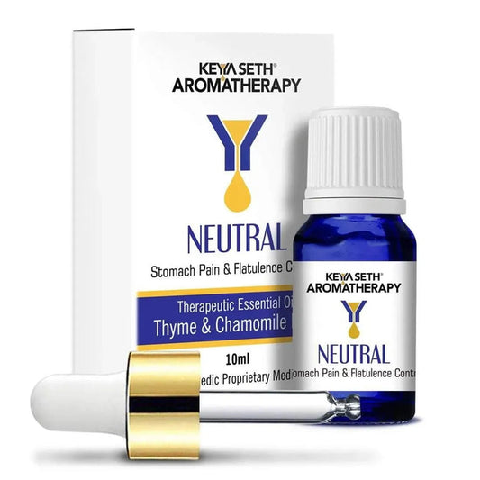 Neutral - Stomach Pain & Flatulence Control, Prevents Indigestion, Gastric Problem-Natural Therapeutic Essential Oil Blend Thyme & Chamomile 10ml - Keya Seth Aromatherapy