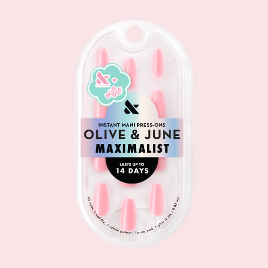 O&J Pink - Press-On | Medium | Coffin set with sweet cotton candy pink false nails for easy at home mani use