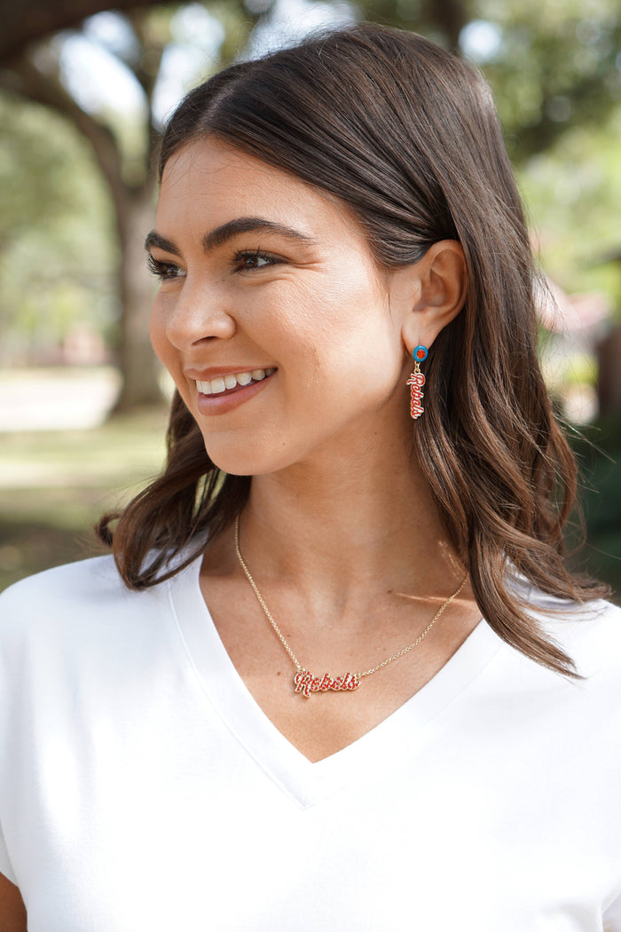 Ole Miss Rebels Autograph Enamel Earrings in Red