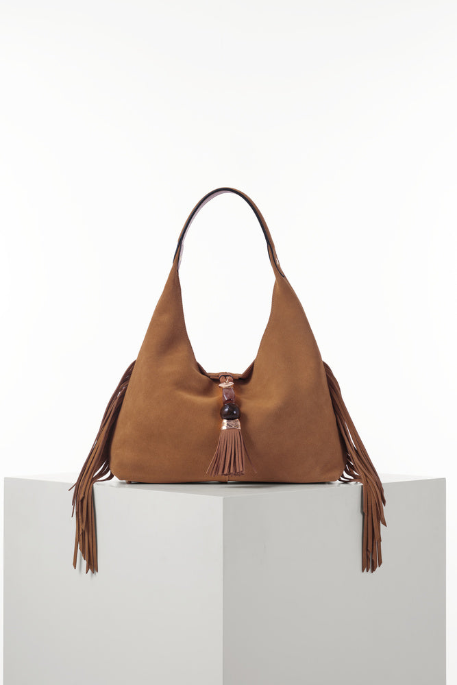 Paloma Tan Suede Fringe Shoulder Bag