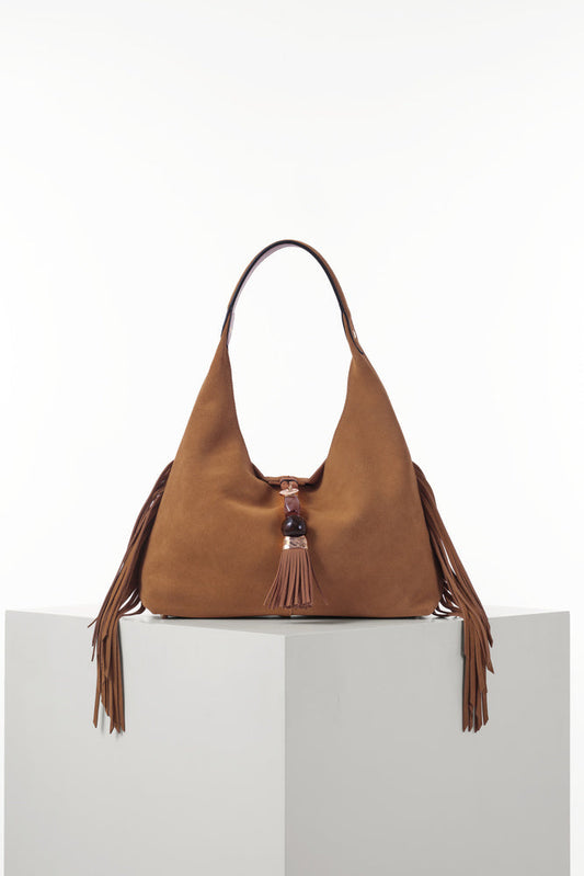 Paloma Tan Suede Fringe Shoulder Bag