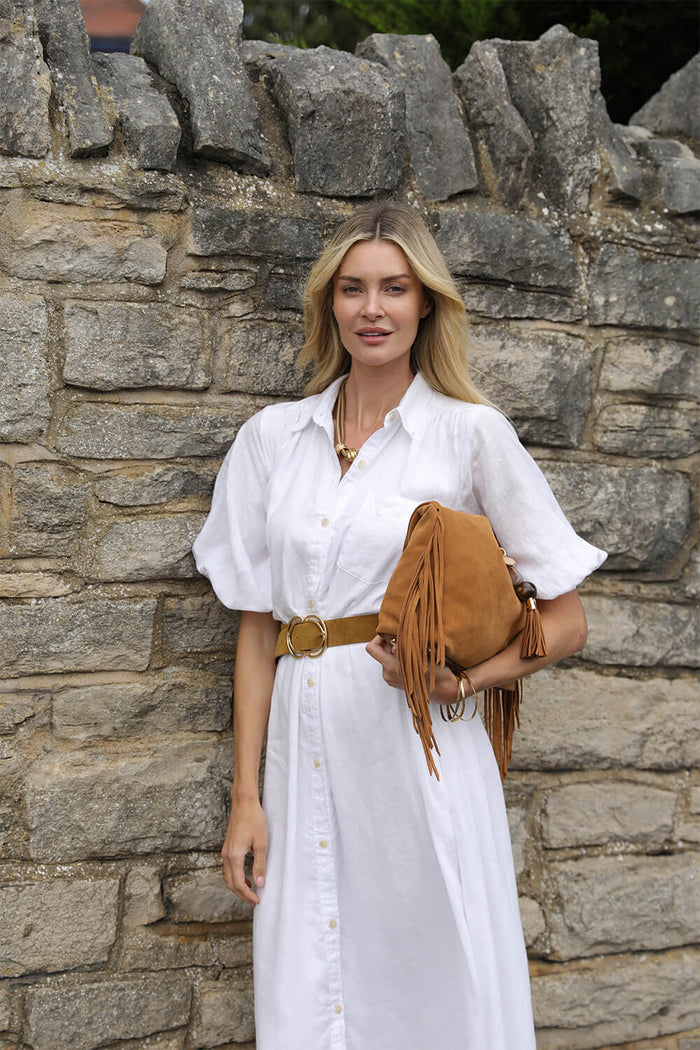 Paloma Tan Suede Fringe Shoulder Bag