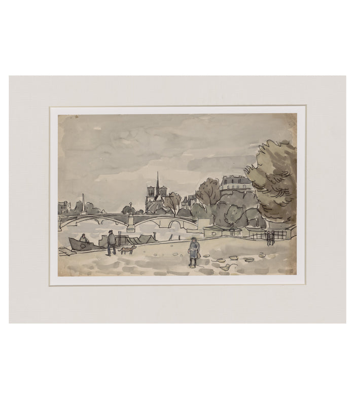 Paris, with Notre Dame in the Distance - Sir Kyffin Williams Mounted Print