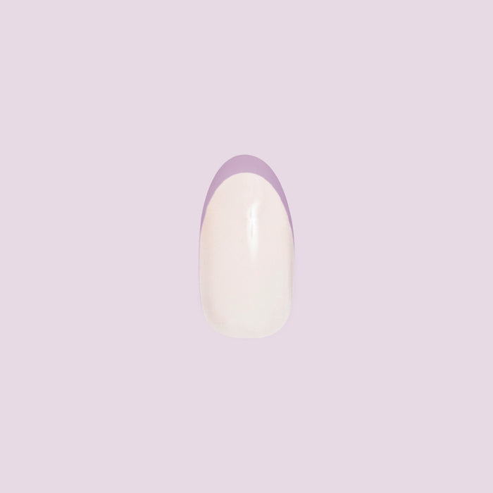 Pastel Rainbow French - Press-On | Medium | Oval nail with narrow pastel tip on milky white base for easy at-home mani