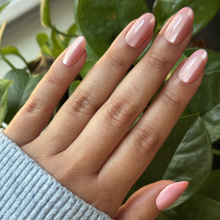 Peach Illusion French - Press-On | Medium | Oval medium oval press-on nails with velvet finish and subtle french manicure effect