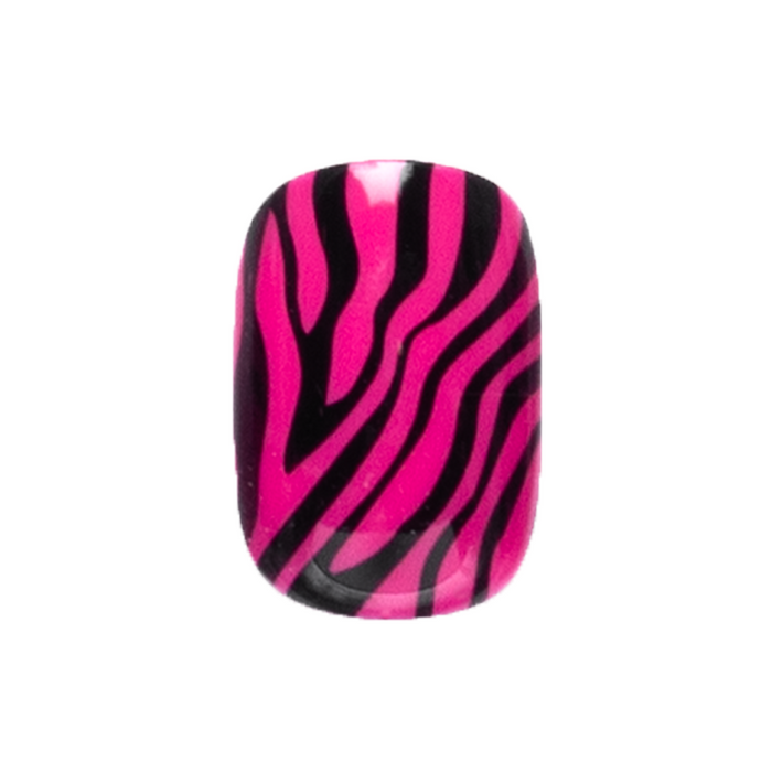 Pink Zebra | Extra Short | Squoval - Tab Press-On