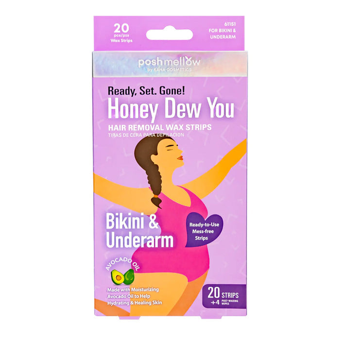 Posh Mellow Ready Set Gone Honey Dew You Hair Removal Bikini & Underarm Wax Strips 20pcs - ikatehouse