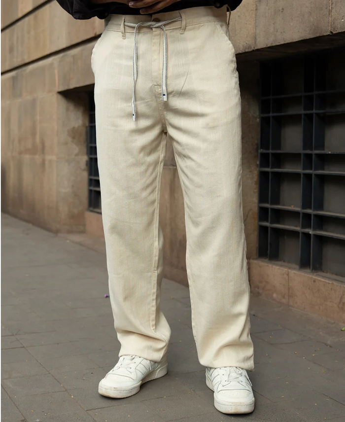 Powerlook Natural Structured Cotton Trousers