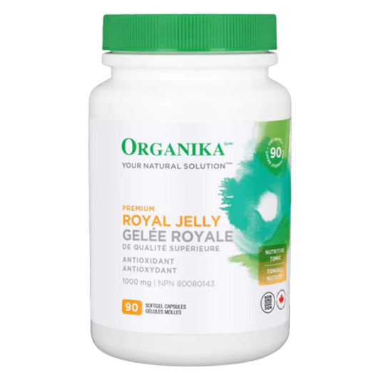 Bottle of Organika Premium Royal Jelly 1000mg 90 Softgels