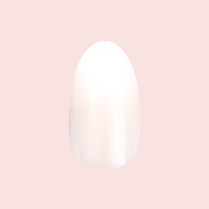Pure White Syrup Gradient - Press-On | Medium | Oval showing single medium oval white gradient false nail on soft pink background