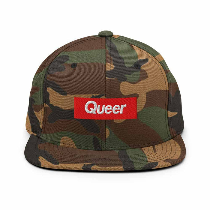 Queer Flatbill 6-Panel Snapback Hat camoflage