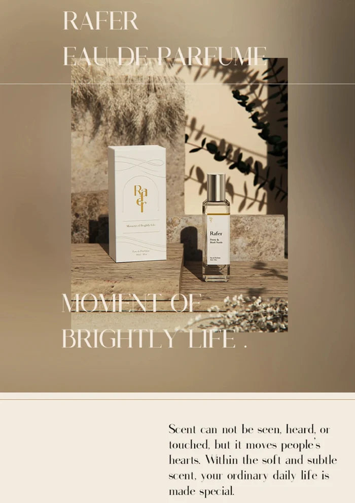 Rafer Eau de Parfum packaging with a scenic background