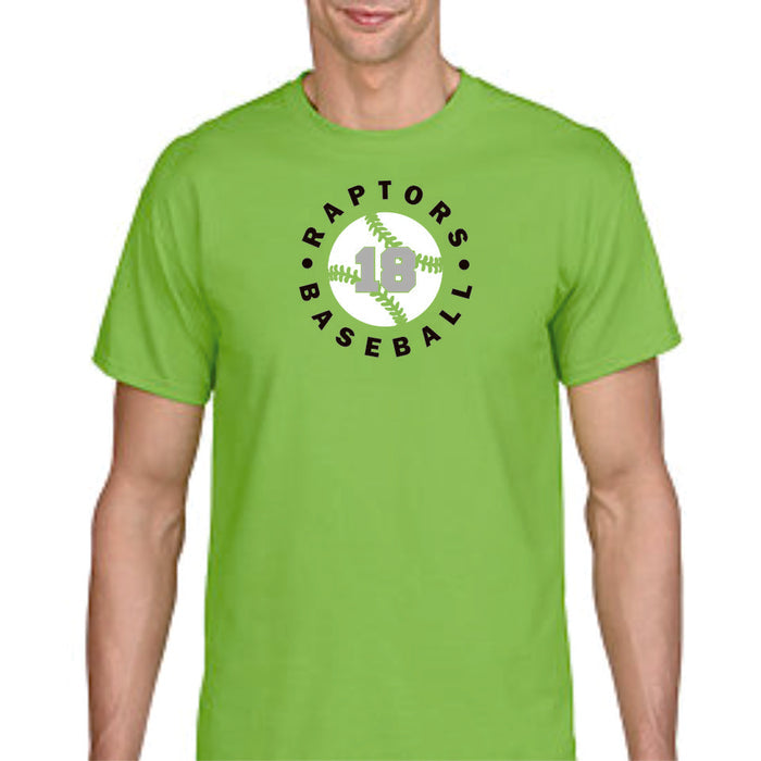 Raptors Baseball Circle Design Basic Tee- Matte or Glitter