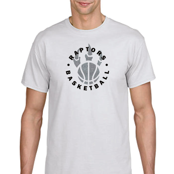 Raptors Basketball Circle Design Basic Tee- Matte or Glitter