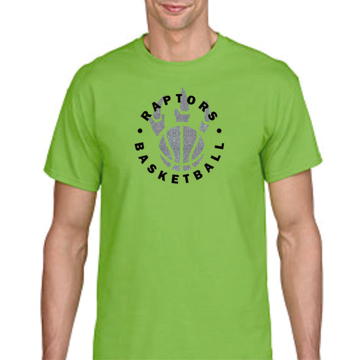 Raptors Basketball Circle Design Basic Tee- Matte or Glitter
