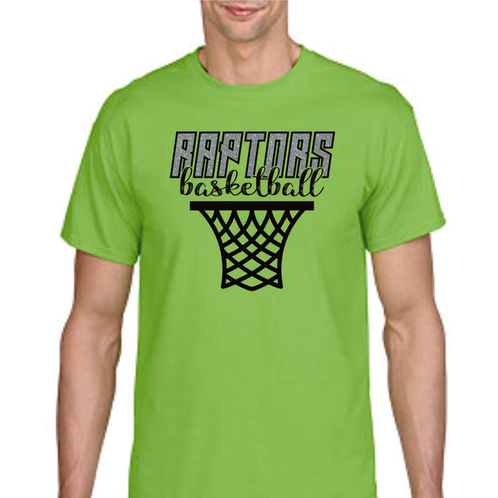 Raptors Basketball Hoop Design Basic Tee- Matte or Glitter