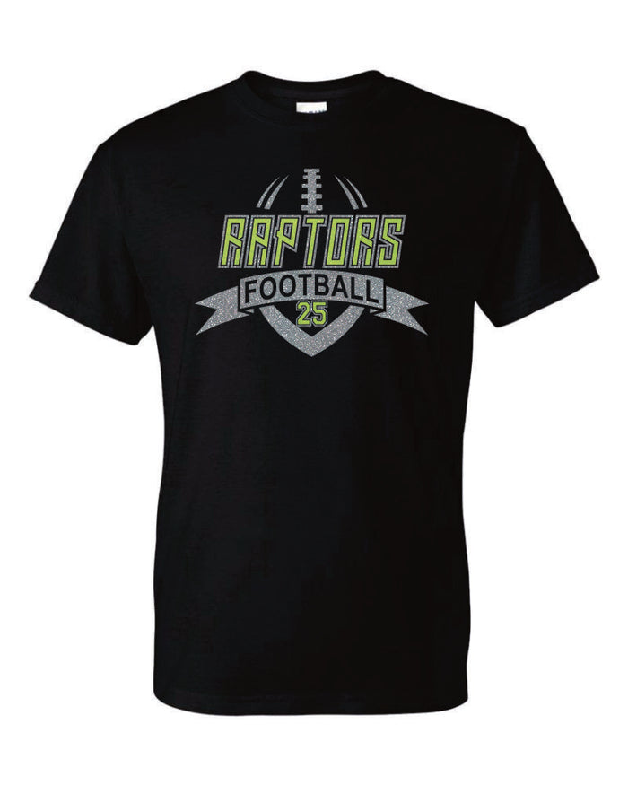 Raptors Football Banner Design Basic Tee- Matte or Glitter