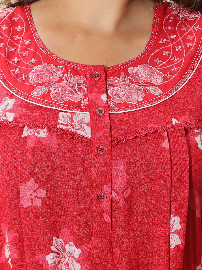 Stylish Fit Red Night dress for Women