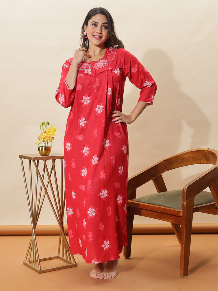 Stylish Fit Red Night dress for Women
