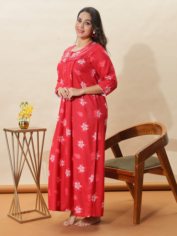 Stylish Fit Red Night dress for Women