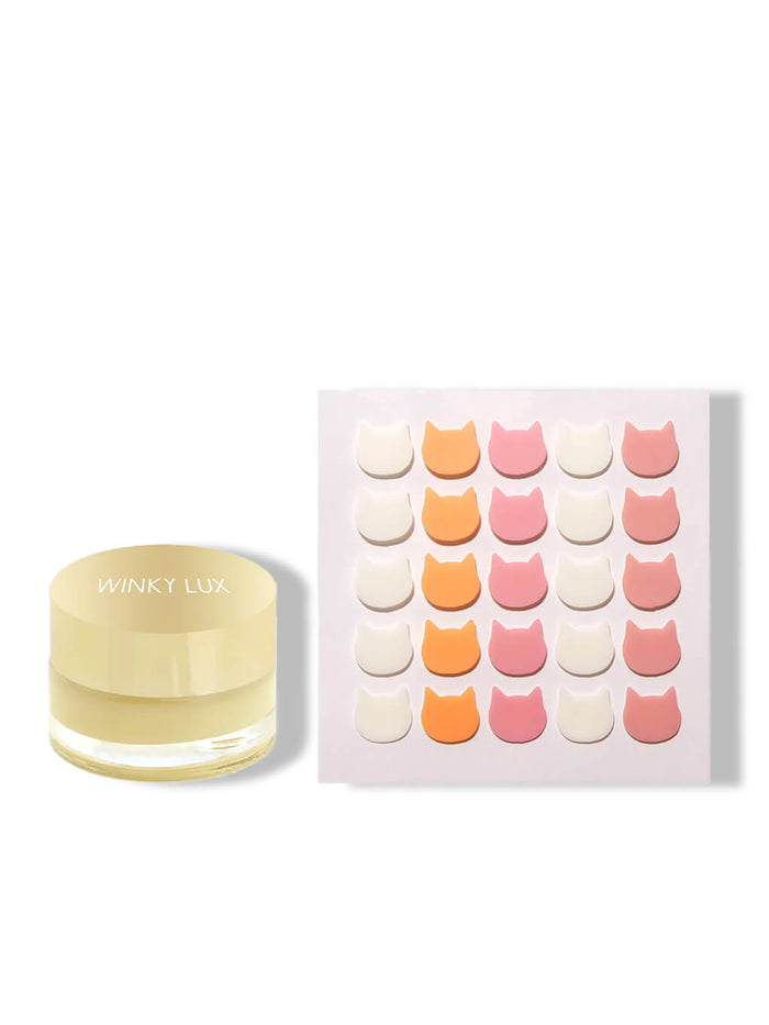 catne pimple patches and murumuru butter lip mask on white background