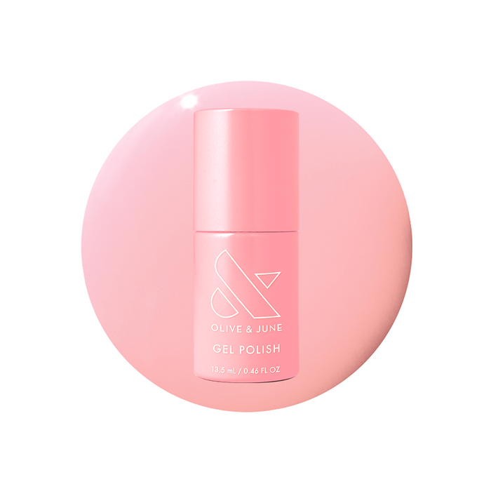 Olive and June Saltwater Taffy - Gel polish bottle in a sheer pink shade for long-lasting at-home gel manicures